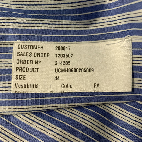 KITON Size XL White & Blue Stripe Cotton Button Down Long Sleeve Shirt