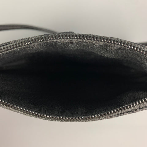 COACH Black Contrast Stitch Nylon Leather Wristlet
