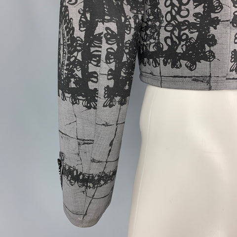 DOLCE & GABBANA Size 36 Grey Black Print Wool Cropped Jacket