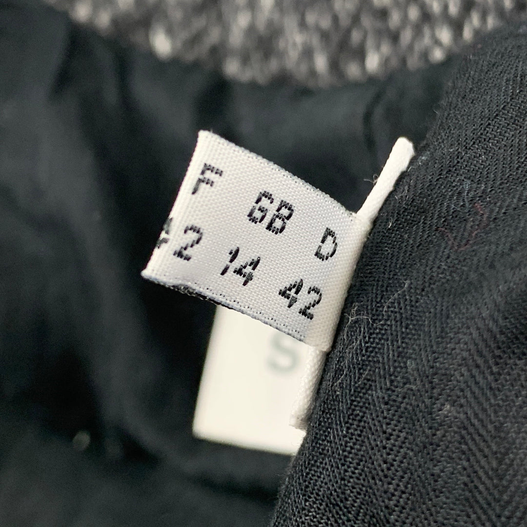 SEE By Chloe Size 10 Grey Black Cotton Blend Herringbone Hidden Buttons Coat