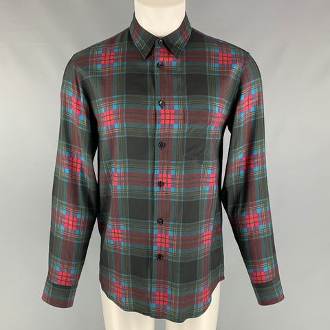 MARC JACOBS Taille S Chemise à manches longues boutonnée en viscose à carreaux multicolore noire