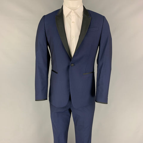 PAUL SMITH Taille 38 Costume de smoking en laine mohair bleu noir régulier