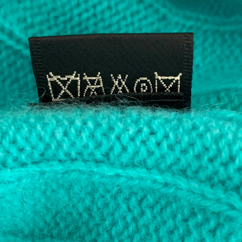 BLACK LABEL RALPH LAUREN Cashmere Cable Knit Size L Aqua Cardigan
