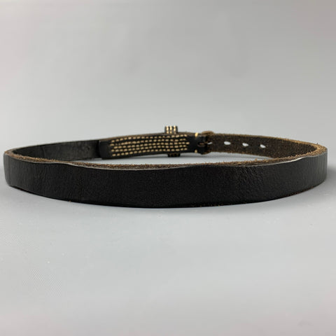 KAPITAL Waist Size 34 Black Contrast Stitch Leather Belt