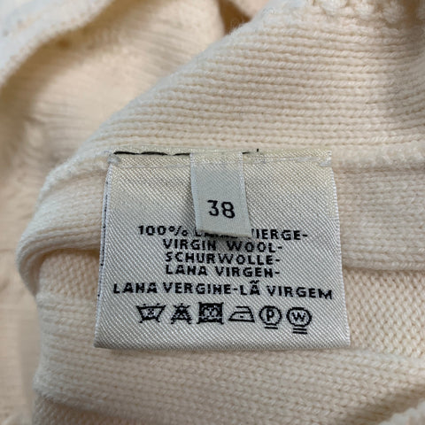 HERMES Size 6 Cream Virgin Wool Textured Sweater