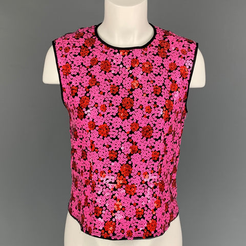 MARC JACOBS Top corto de vestir con lentejuelas en mezcla de poliéster rosa y negro talla M