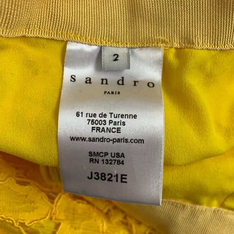 SANDRO Size M Yellow Rayon Blend Lace Midi Skirt