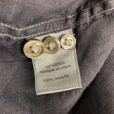 JOHN VARVATOS Size M Navy Linen Button Up Long Sleeve Shirt