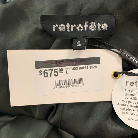 RETROFETE Taille S Robe droite perlée en polyester noir