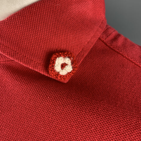 CORSINI Size S Red Flower Button Pique Polo