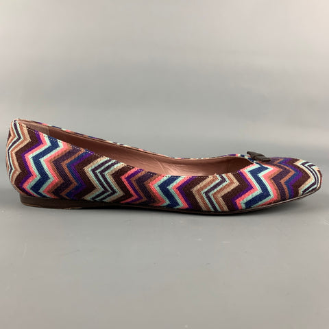 MISSONI Zapatos planos con lazo en zigzag de tela multicolor talla 8