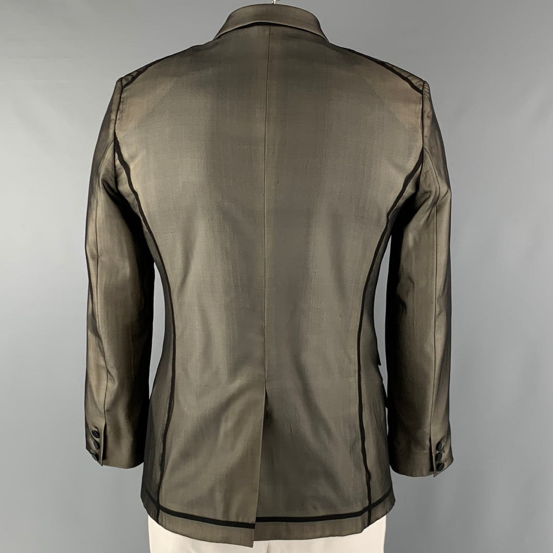 JOHN GALLIANO Size 42 Beige Black Silk 3 Button Sport Coat
