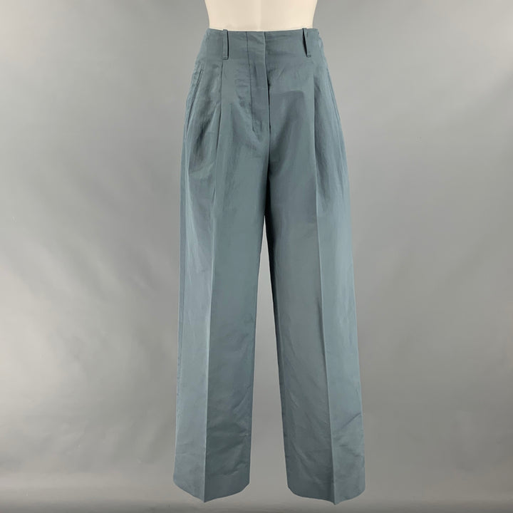 THE ROW Pantalón de vestir de talle alto de ramio de algodón gris talla 0