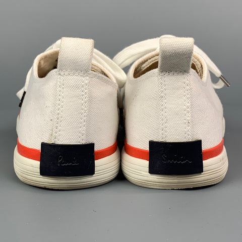 PAUL SMITH Size 7 White Canvas Lace Up Bernard Trainer Sneakers