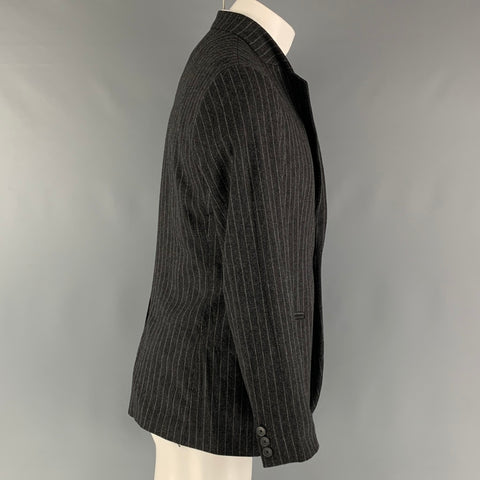 EMPORIO ARMANI Size 40 Charcoal Grey Chalkstripe Wool Blend Sport Coat
