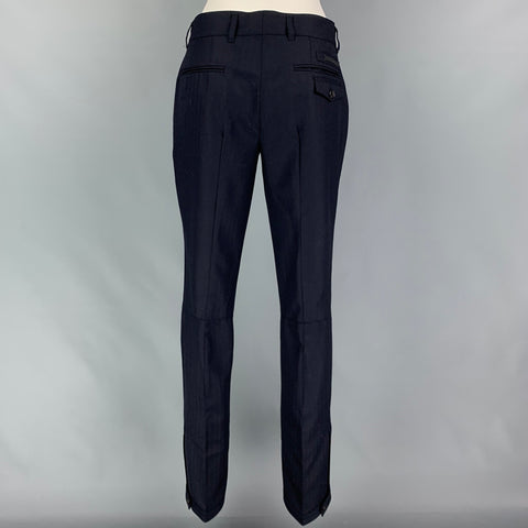 PRADA Size 4 Navy Wool Herringbone Dress Pants