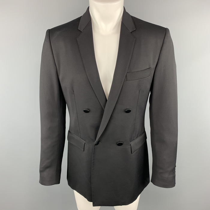 JUST CAVALLI Size 40 Black Double Breasted Notch Lapel Sport Coat