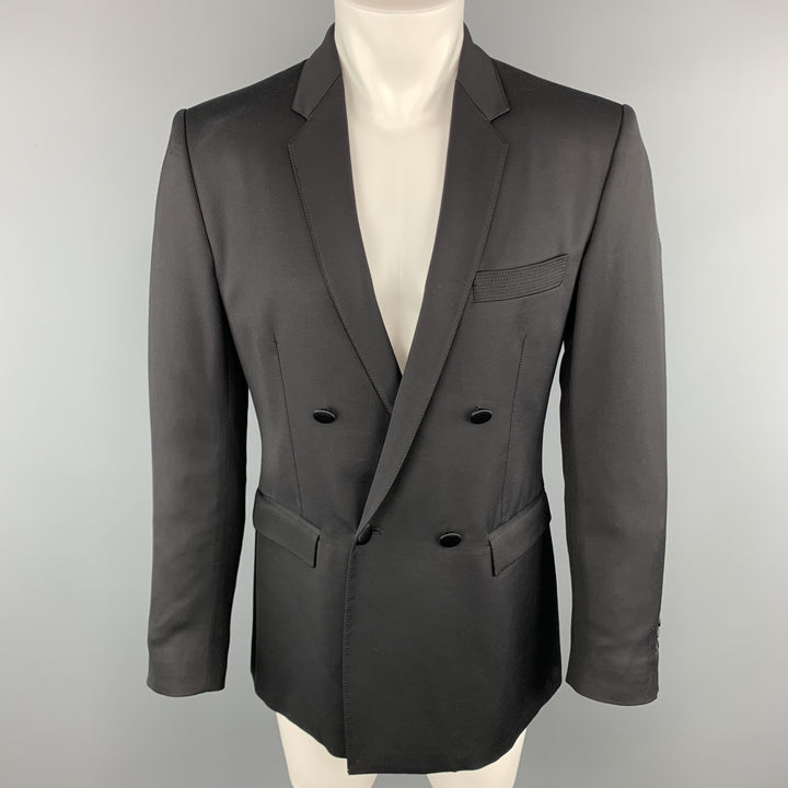 JUST CAVALLI Taille 40 Manteau de sport noir à double boutonnage et revers cranté