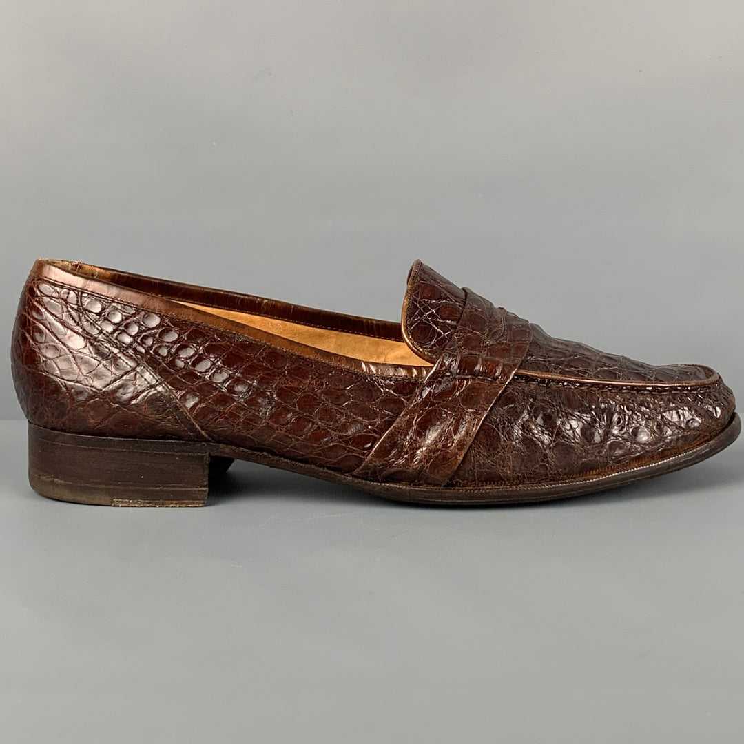 Vintage SANDRO MOSCOLONI Size 11 Brown Textured Crocodile  display picture 1