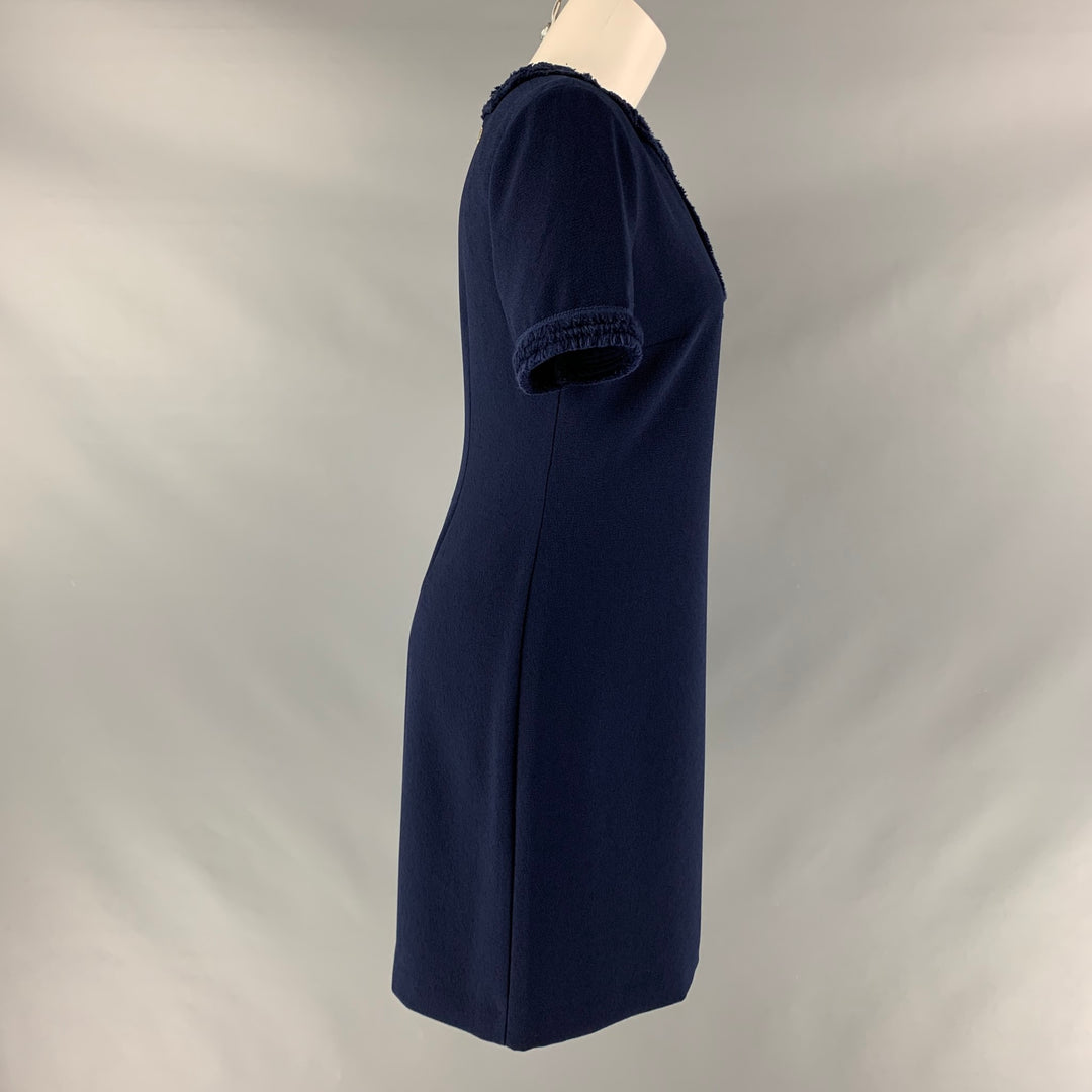 TRINA TURK Size 2 Navy Polyester Solid Short Sleeve Dress