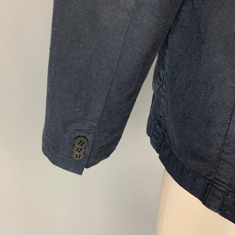 FOLK Size M Navy Linen Cotton Notch Lapel Sport Coat