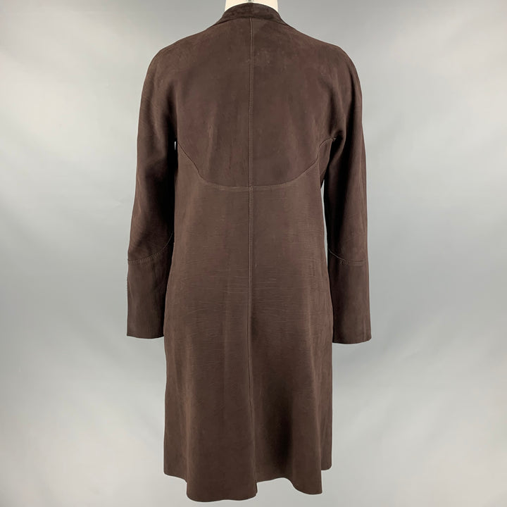 MARNI Size 4 Brown Suede Open Front Coat