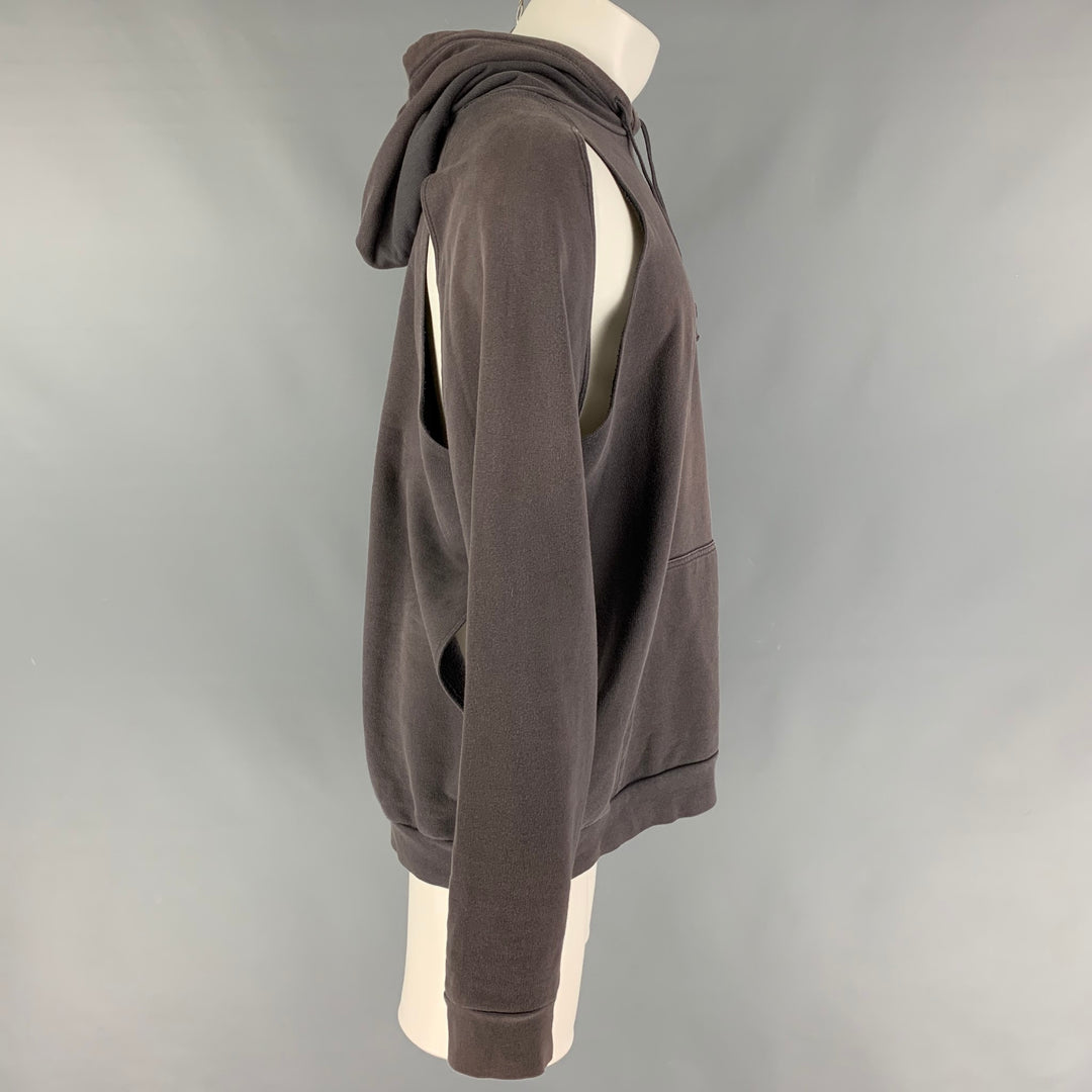 RAF SIMONS SS 06 Size 38 Grey Cut Out Cotton Hoodie Pullover