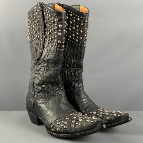 OLD GRINGO Size 10 Black Studded Leather Pull On Boots