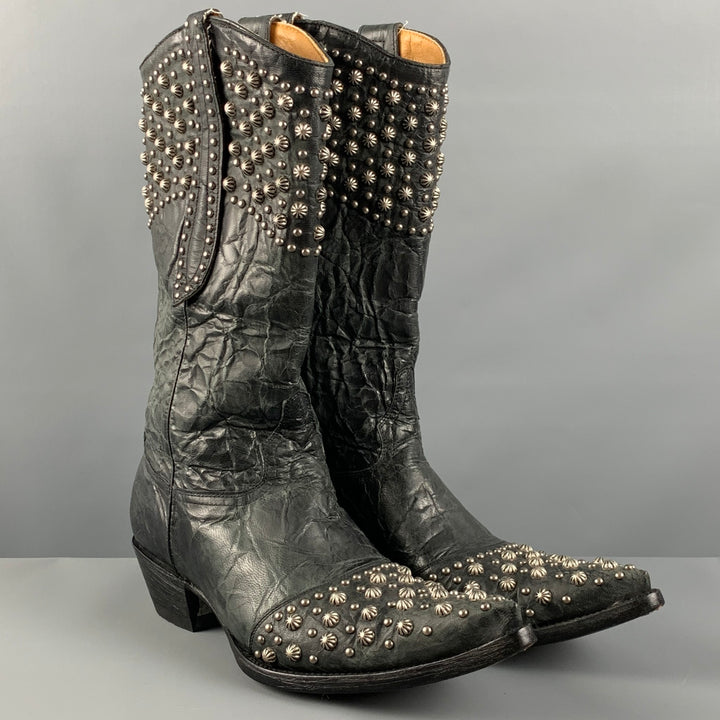 OLD GRINGO Botas sin cordones de cuero con tachuelas negras talla 10