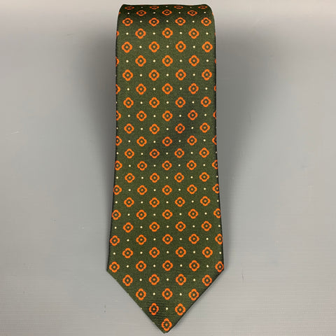 KITON Green & Orange Floral Tie