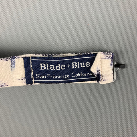 BLADE+BLUE White Navy Print Cotton Bow Tie