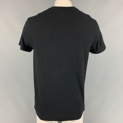 VALENTINO Size L Black & White Graphic Cotton Crew-Neck T-shirt