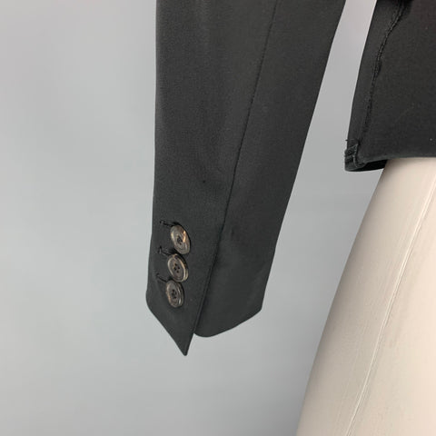 PRADA Talla 4 Chaqueta cruzada de poliéster negro Blazer