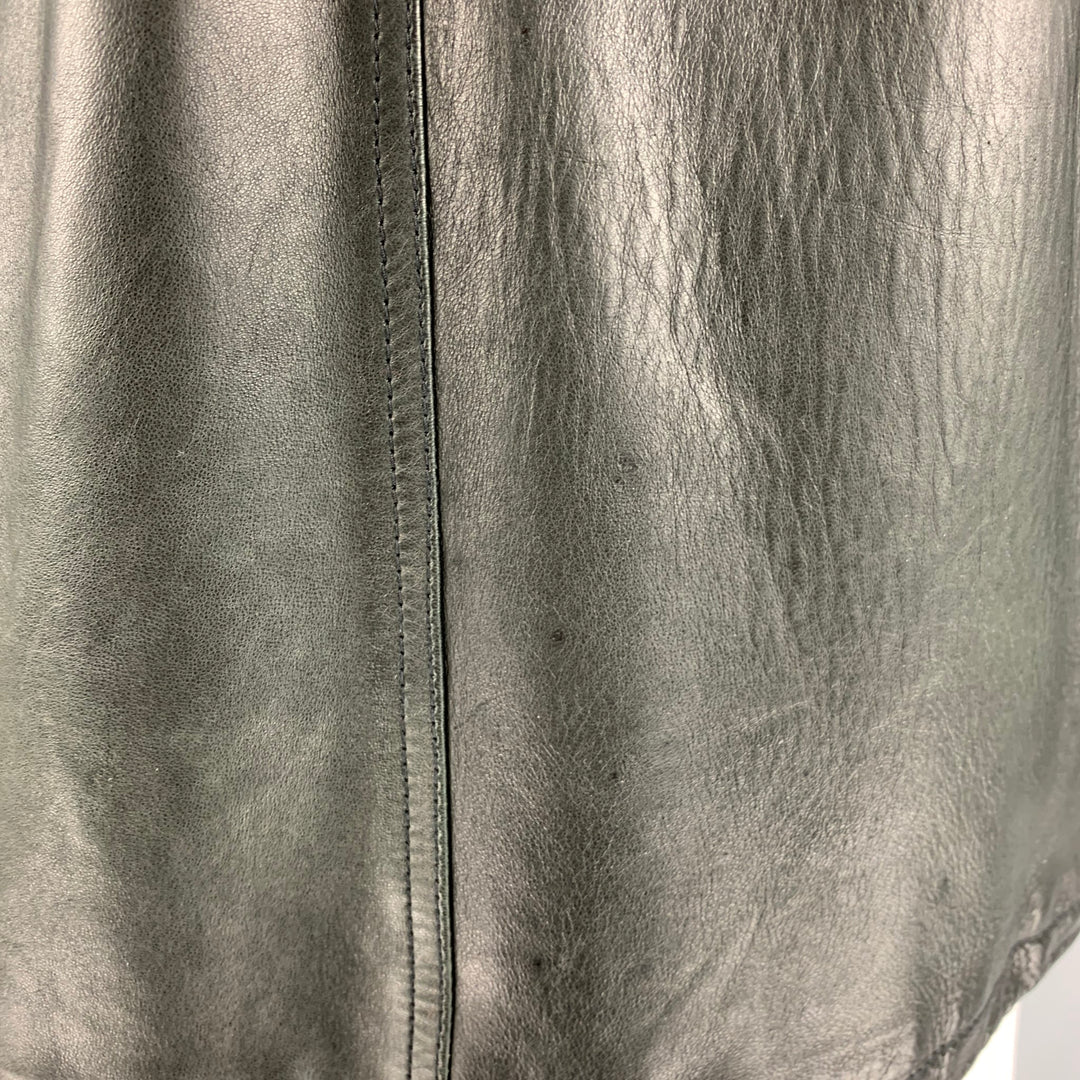 BAND OF OUTSIDERS Size L Black Leather Hooded Jacket