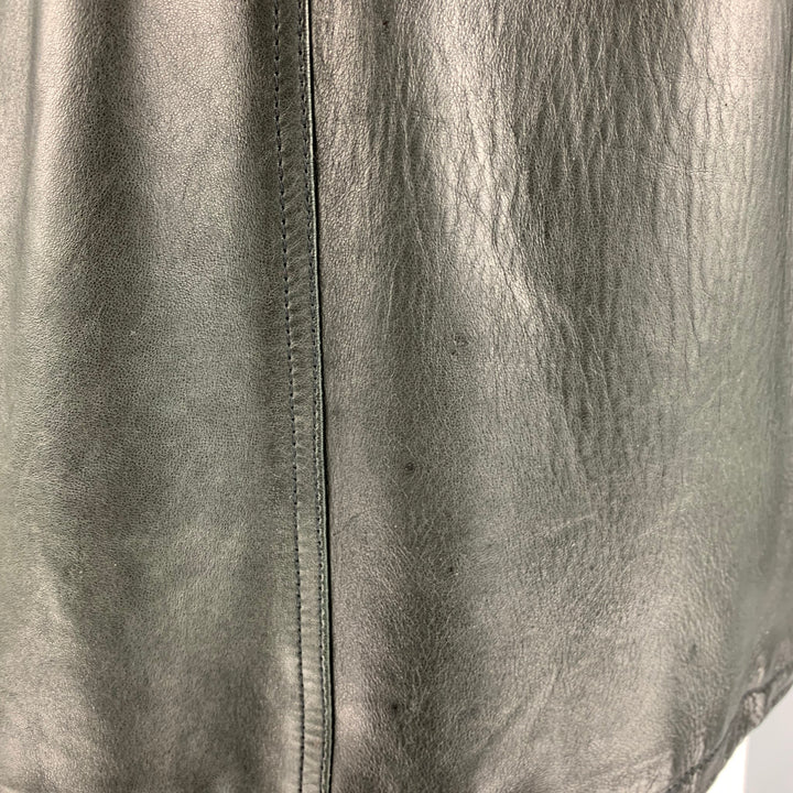 BAND OF OUTSIDERS Size L Black Leather Hooded Jacket