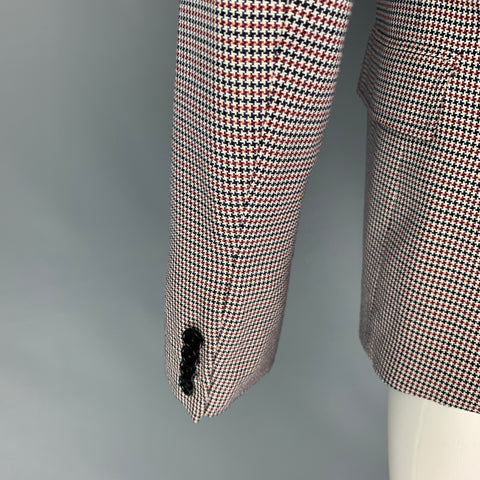 BAND OF OUTSIDERS Size 36 White Navy Red Houndstooth Wool Sport Coat