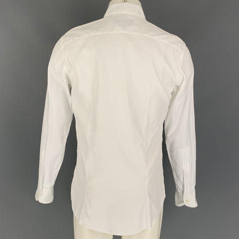 SALVATORE FERRAGAMO Size M White Cotton Button Up Long Sleeve Shirt
