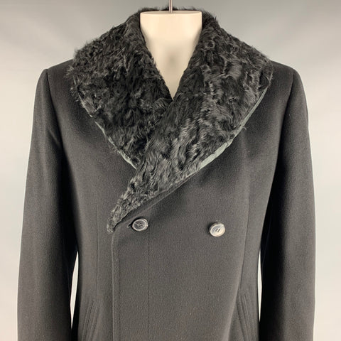 Z ZEGNA Taille 46 Manteau croisé en cachemire noir