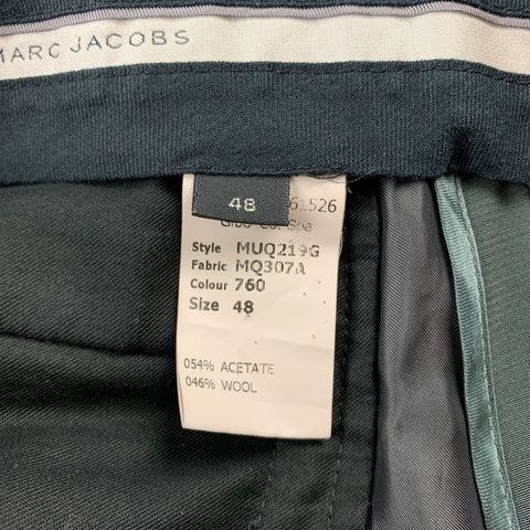 MARC JACOBS Taille 32 Pantalon habillé en acétate/laine ardoise avec braguette zippée