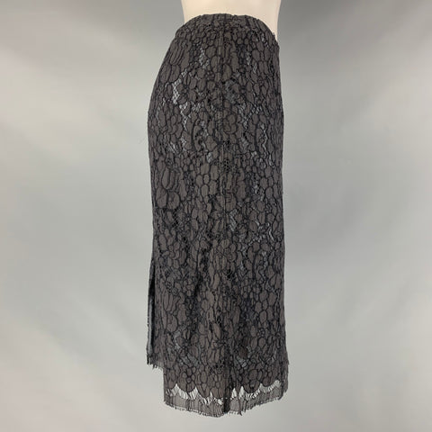 PRADA Taille 4 Jupe crayon en mélange de coton ardoise noire