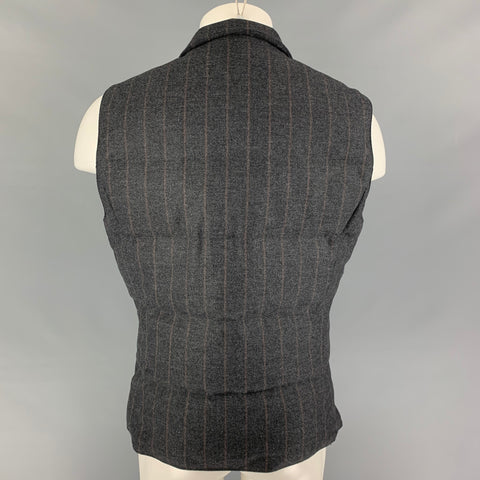 BRUNELLO CUCINELLI Size M Size Gray Brown Stripe Wool Blend Vest