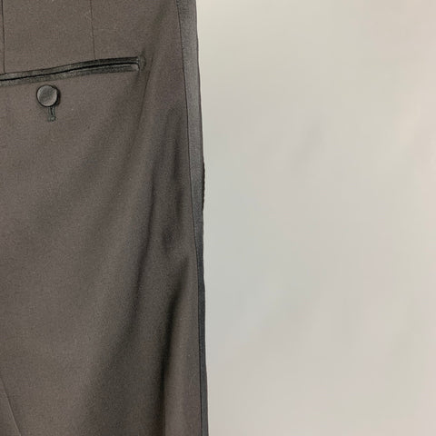 DOLCE &amp; GABBANA Talla 36 Pantalón de vestir de esmoquin de mezcla de lana negro