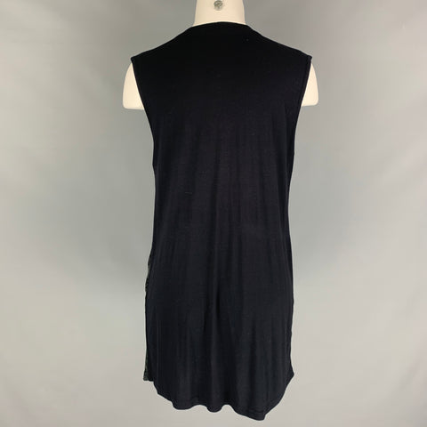 GIVENCHY Size XS Black Silver Polyester Rhinestones Sleeveless Cocktail Dress