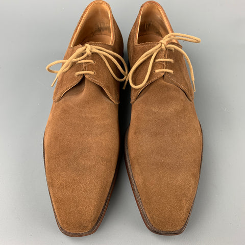 CROCKETT & JONES for BARNEY'S NEW YORK Size 10 Light Brown Suede Lace Up Shoes