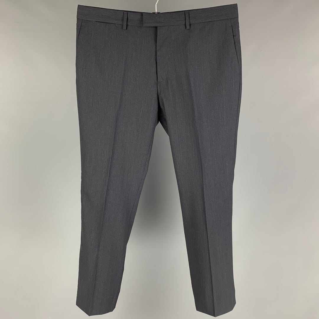 LOUIS VUITTON Size 36 Charcoal Wool Zip Fly Dress Pants