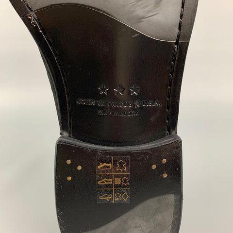 JOHN VARVATOS * USA Taille 11 Chaussures à lacets en cuir antique noir