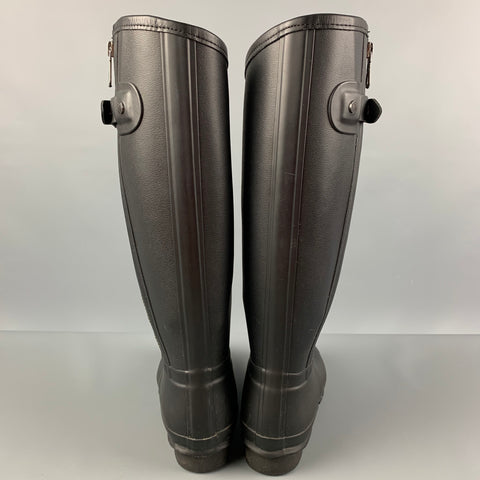 HUNTER x RAG 7 BONE Size 7 Black Rubber Zip Up Boots
