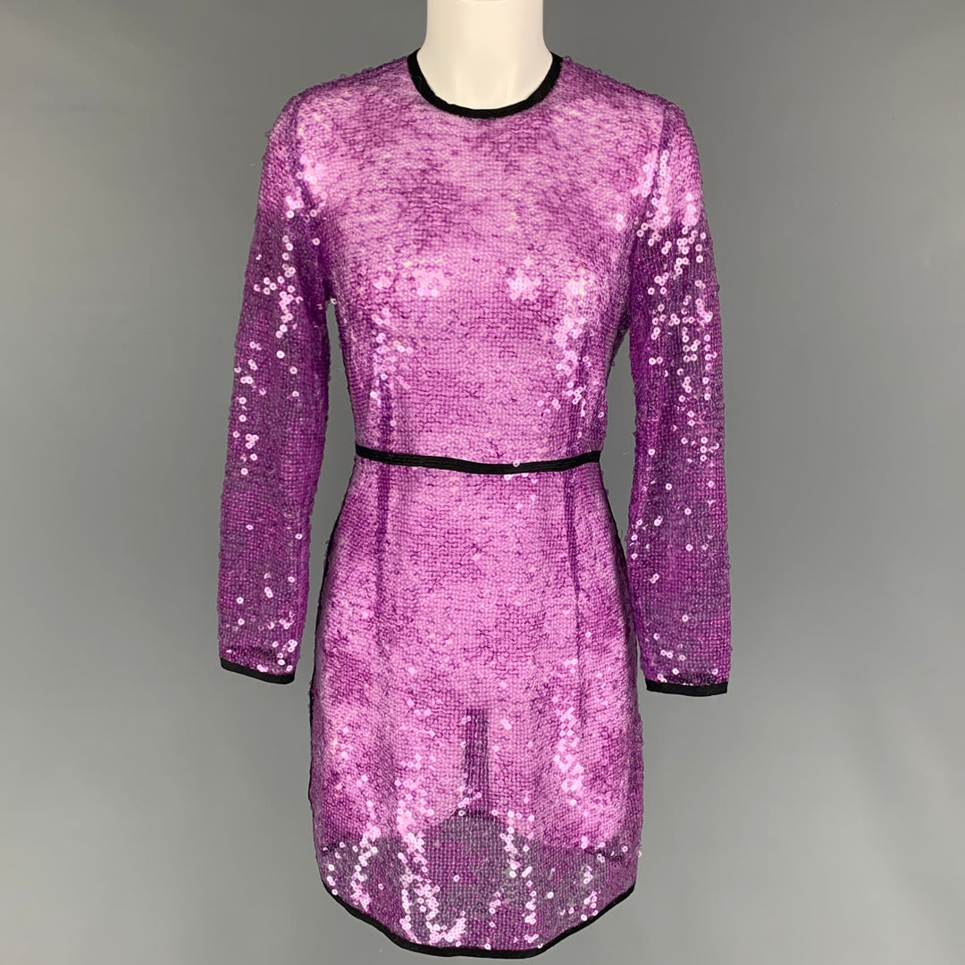 MARC JACOBS Size 4 Purple Black Sequined Shift Dress