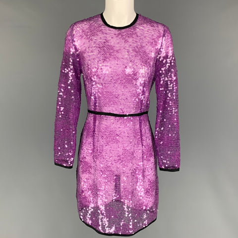 MARC JACOBS Size 4 Purple Black Sequined Shift Dress