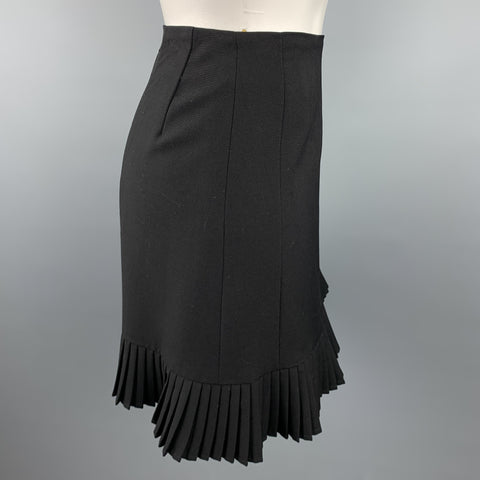 DRIES VAN NOTEN Taille 6 Mini-jupe plissée en laine / nylon noir